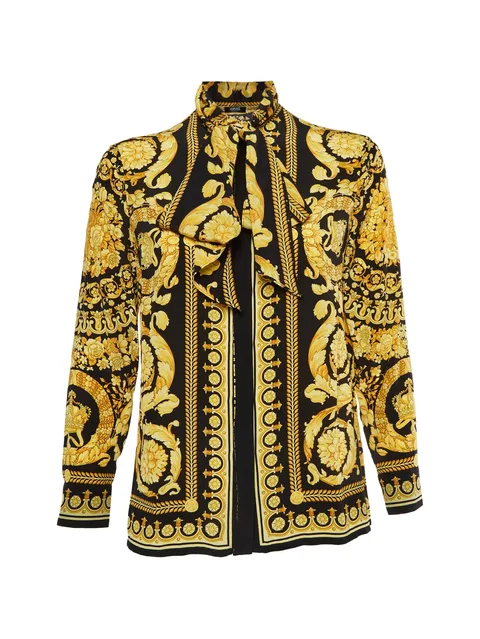 Barocco print pussy-bow shirt
