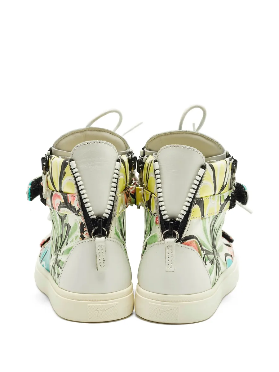 floral-painted leather sneakers 6