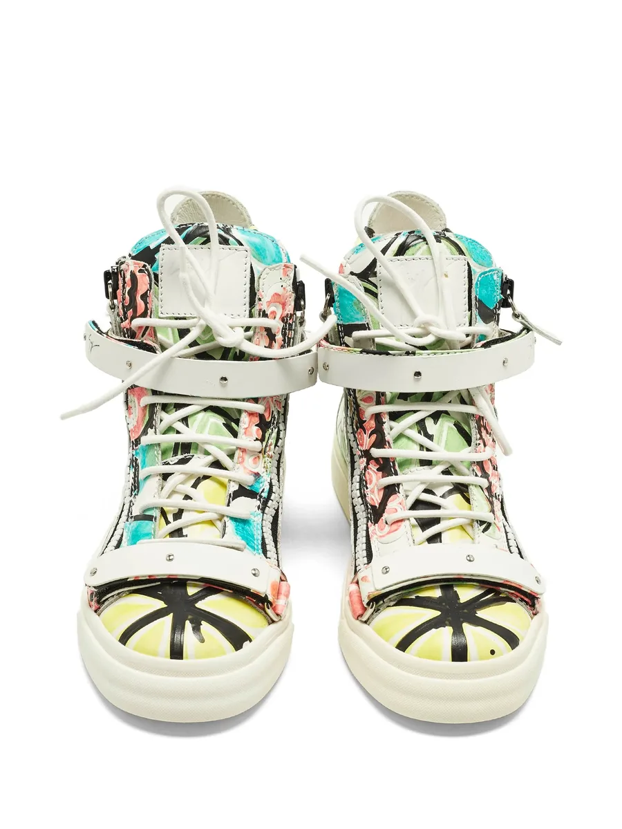 floral-painted leather sneakers 8