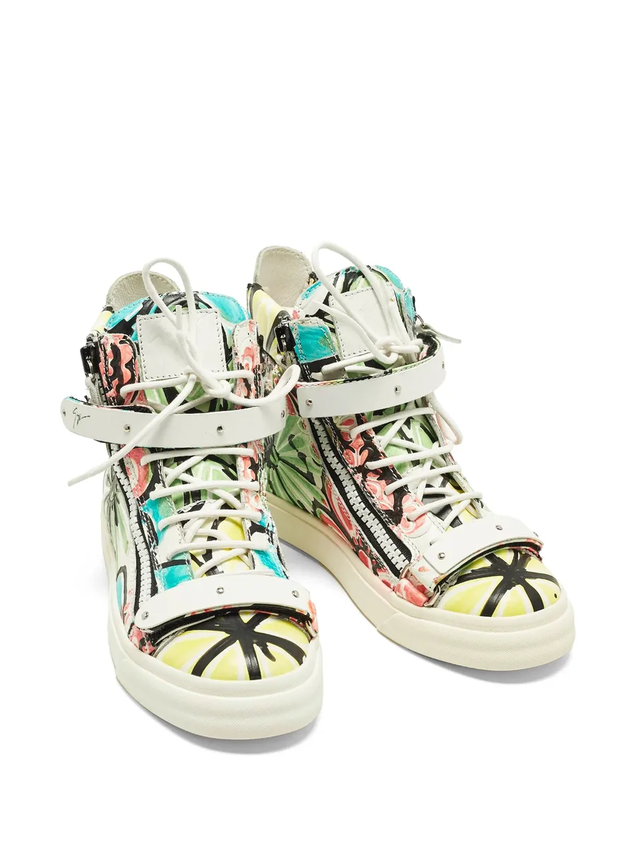 floral-painted leather sneakers 9