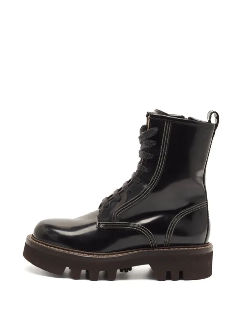 polished-finish combat boots