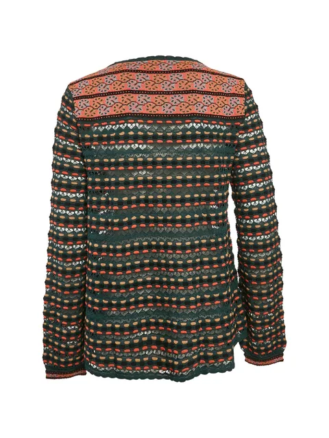 pointelle-knit floral-pattern sweater