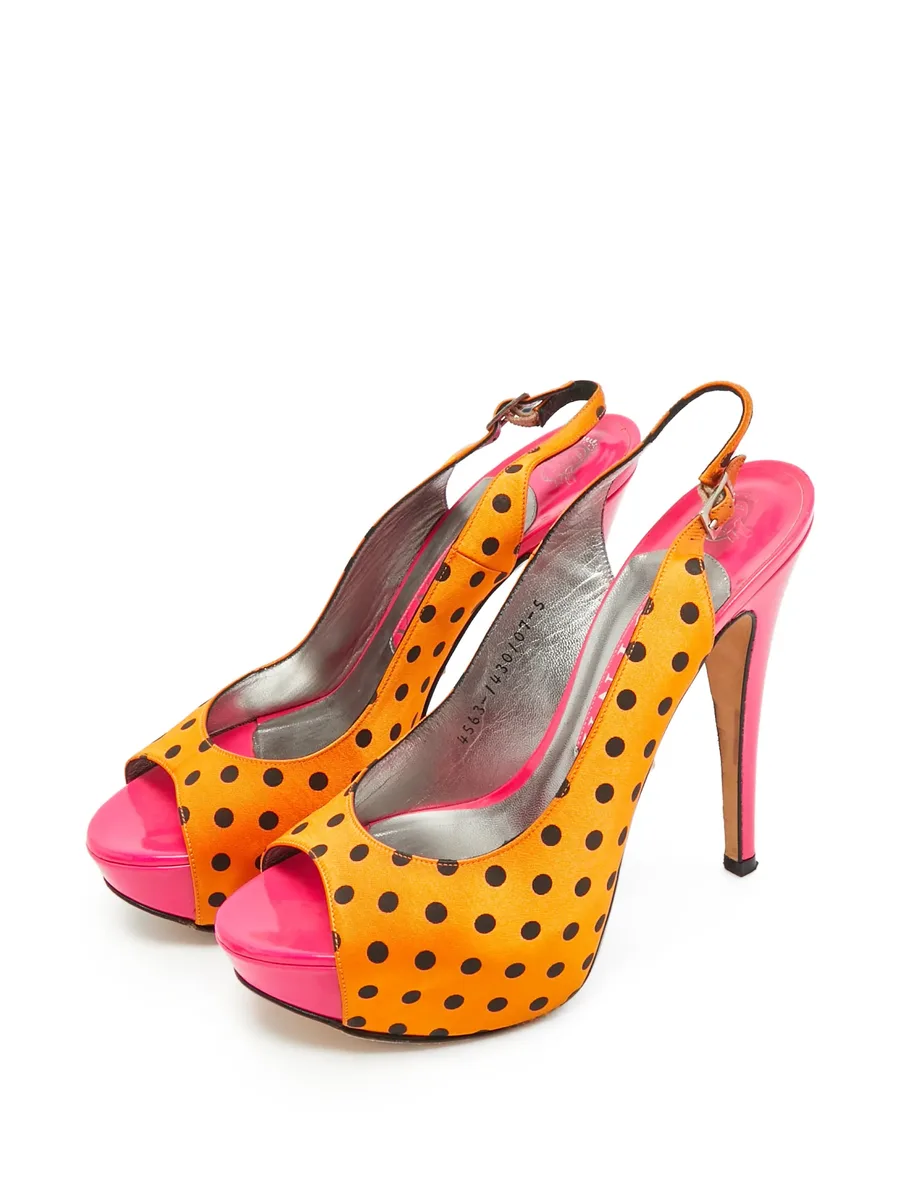 polka-dot satin heeled sandals 9