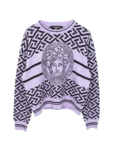 2010s Medusa La Greca knitted crewneck wool sweater