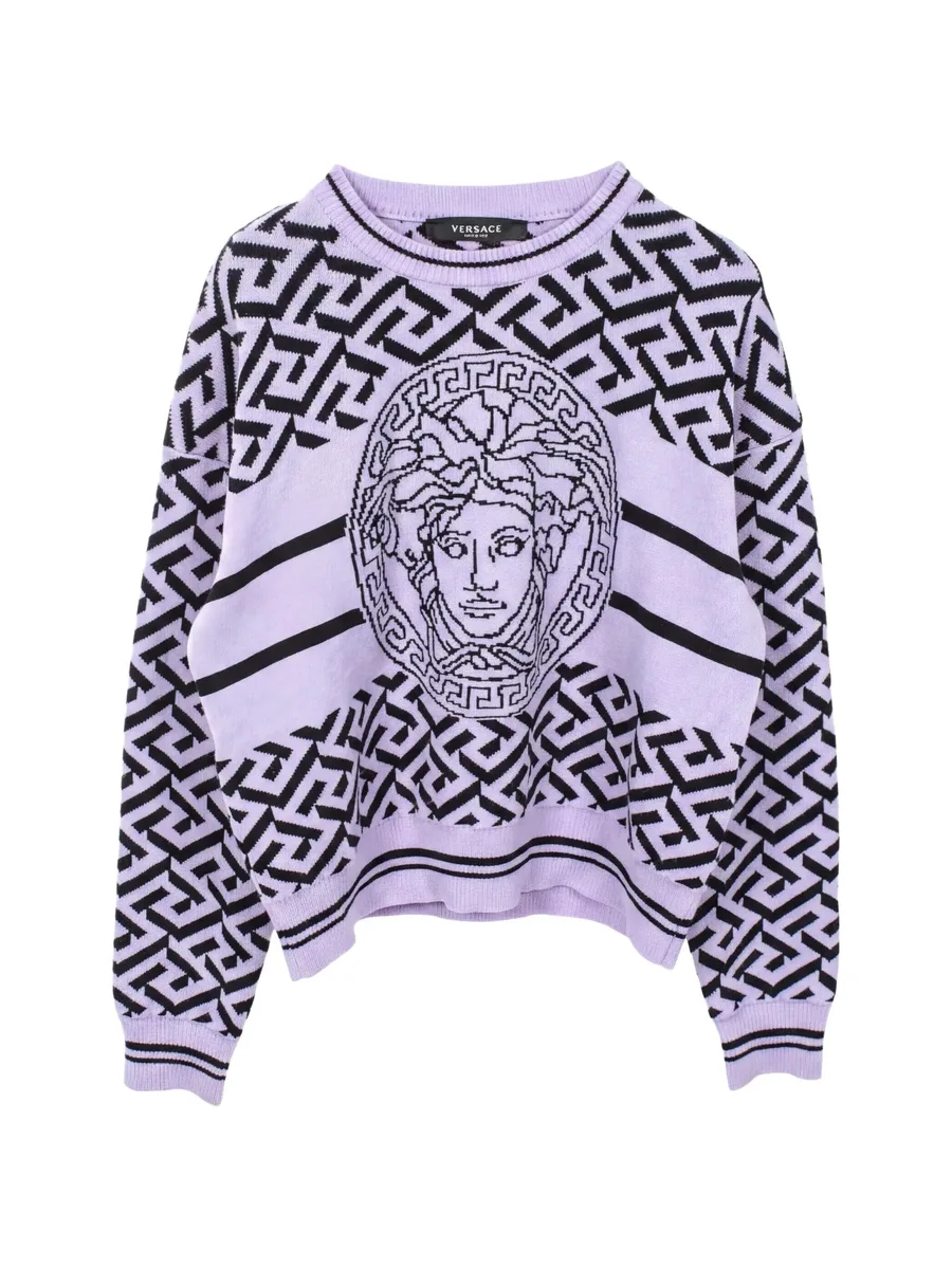 2010s Medusa La Greca knitted crewneck wool sweater 1