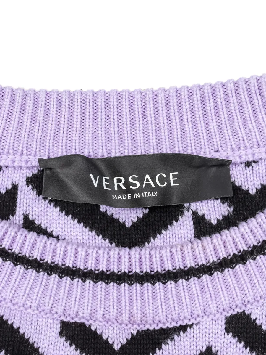 2010s Medusa La Greca knitted crewneck wool sweater 8