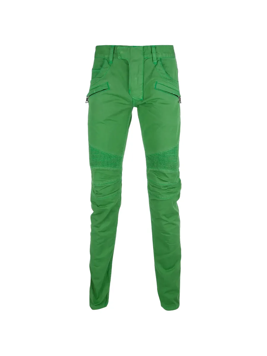 ribbed-panel Biker jeans 1