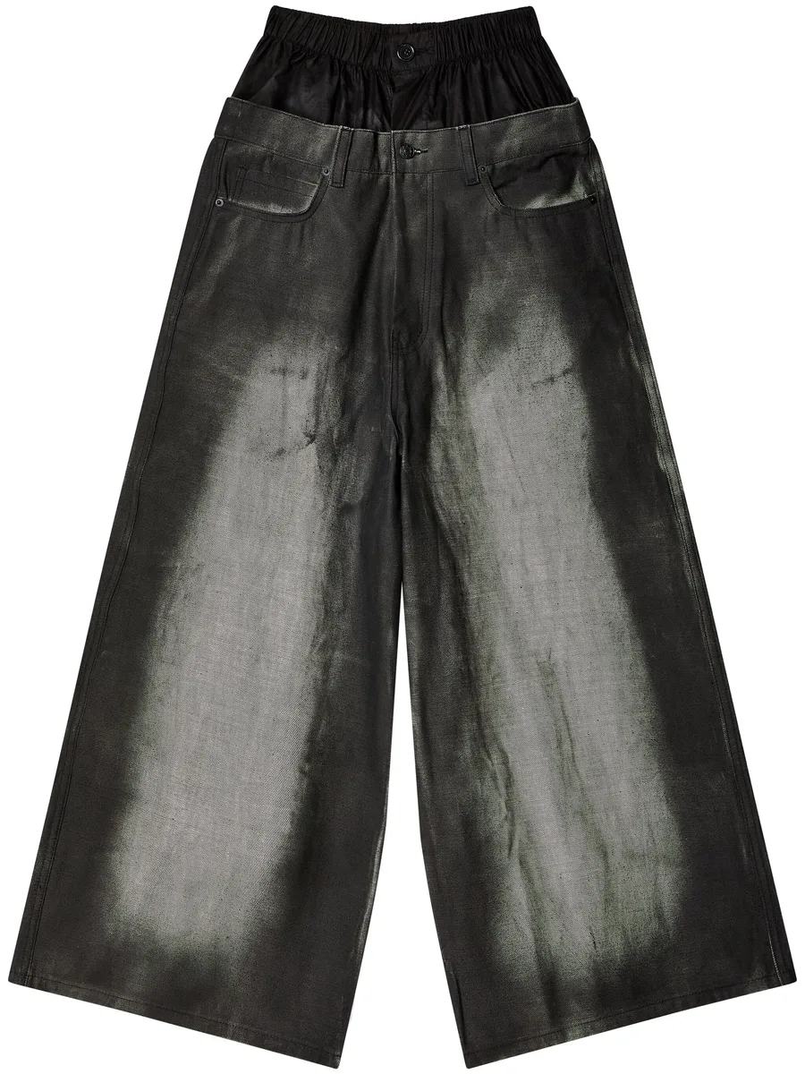 distressed-finish wide-leg jeans 2