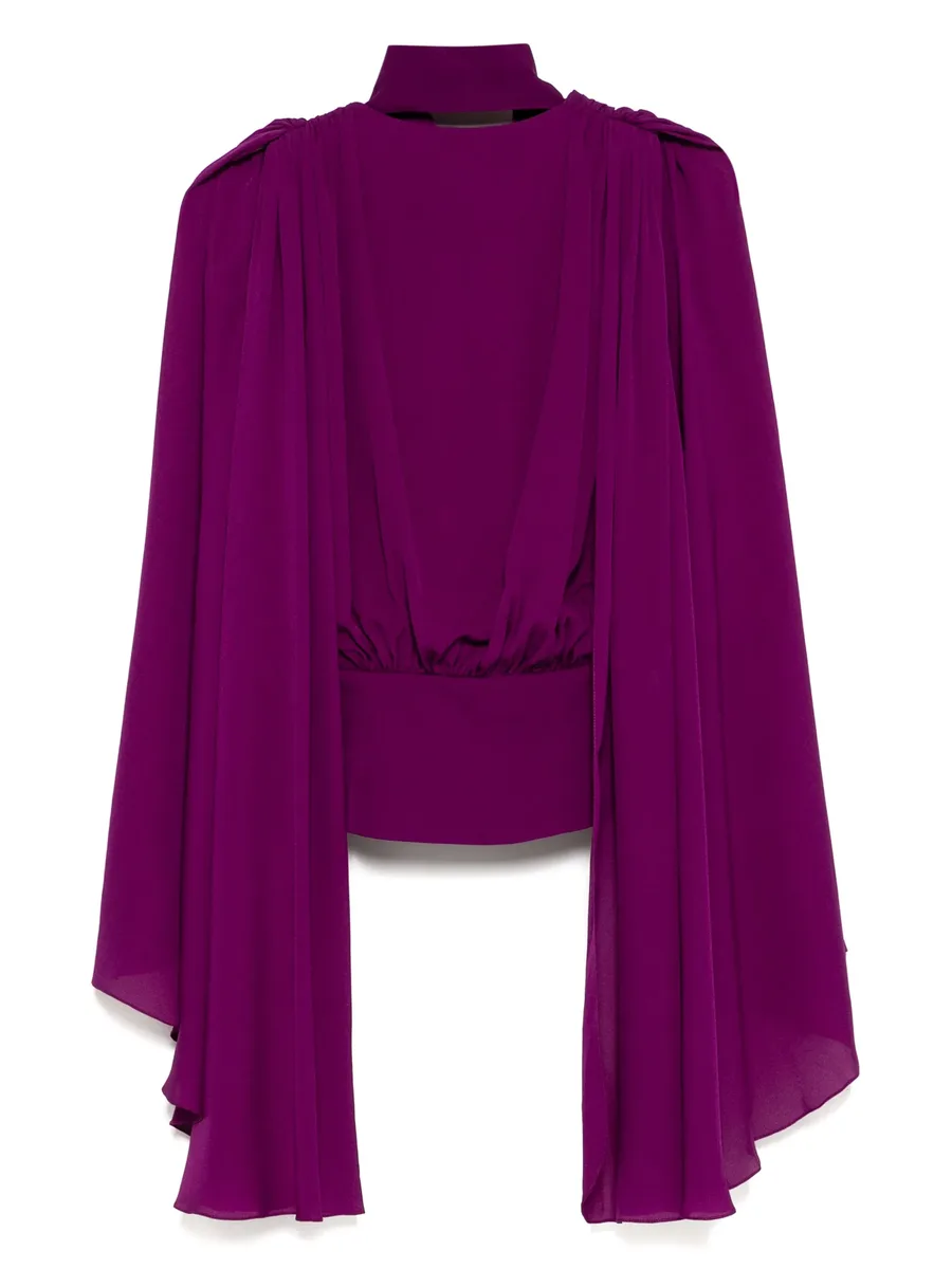 V plunge cape sleeves top 4