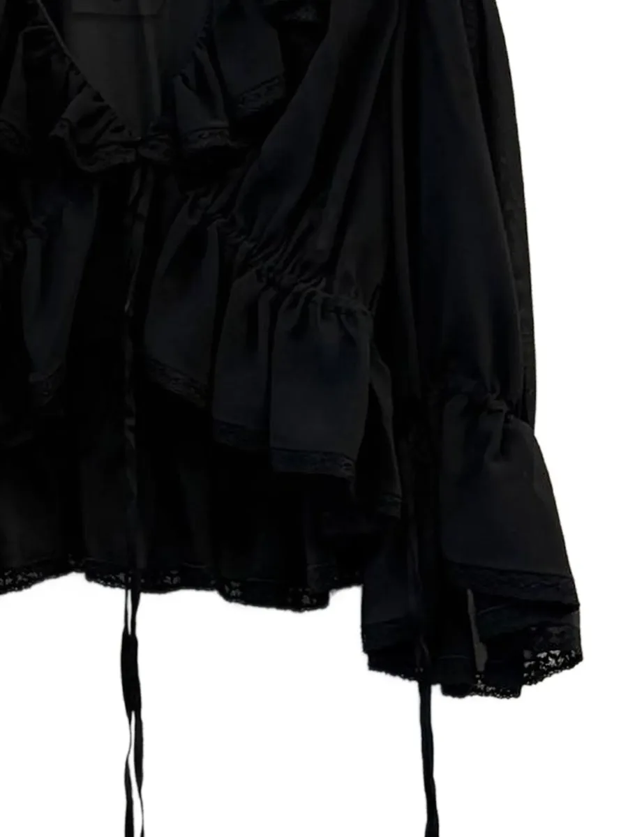 ruffled-detail tie-fastening top 4
