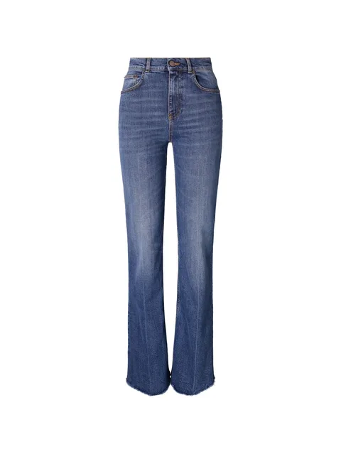 джинсы bootcut с бахромой