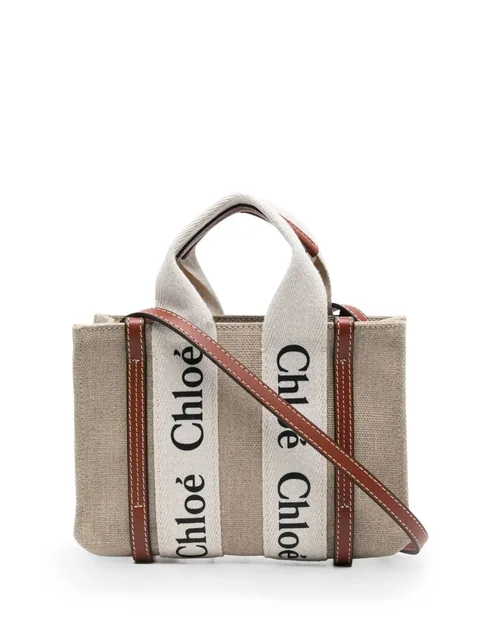 mini Woody linen tote bag