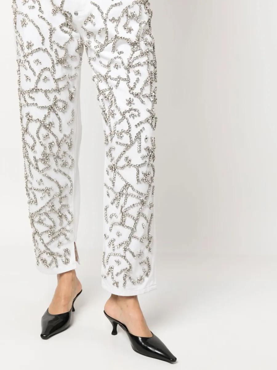 crystal-embellished mom-cut leg jeans 13