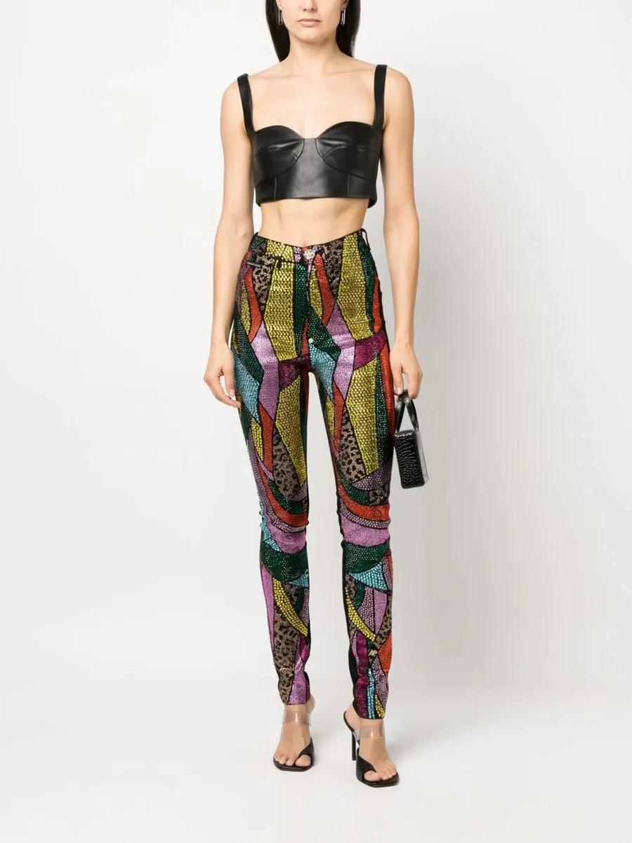 Rainbow patchwork denim jeggings 3