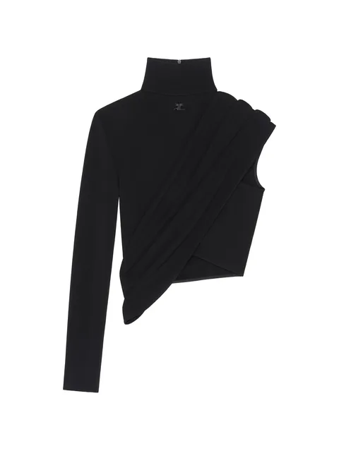 asymmetrical-sleeve cropped top