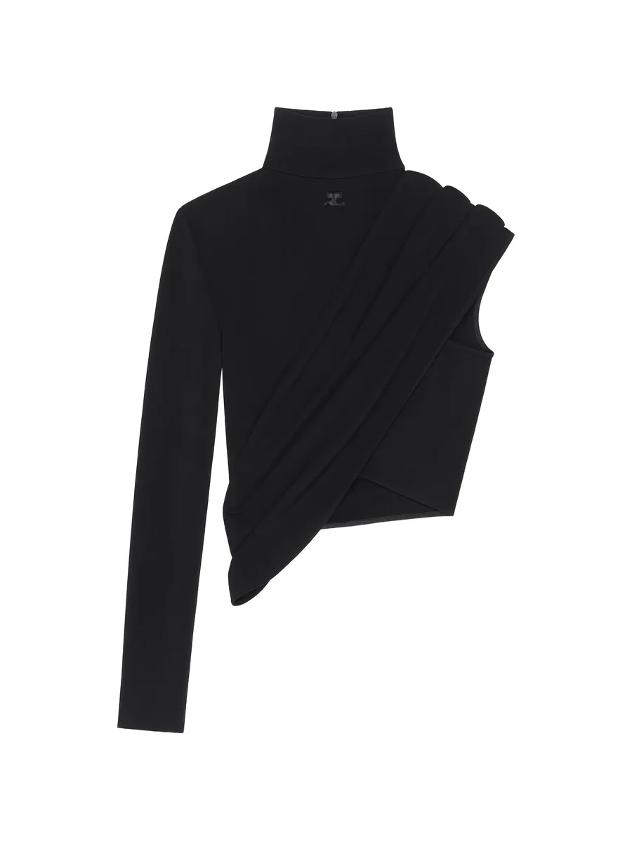 asymmetrical-sleeve cropped top 2