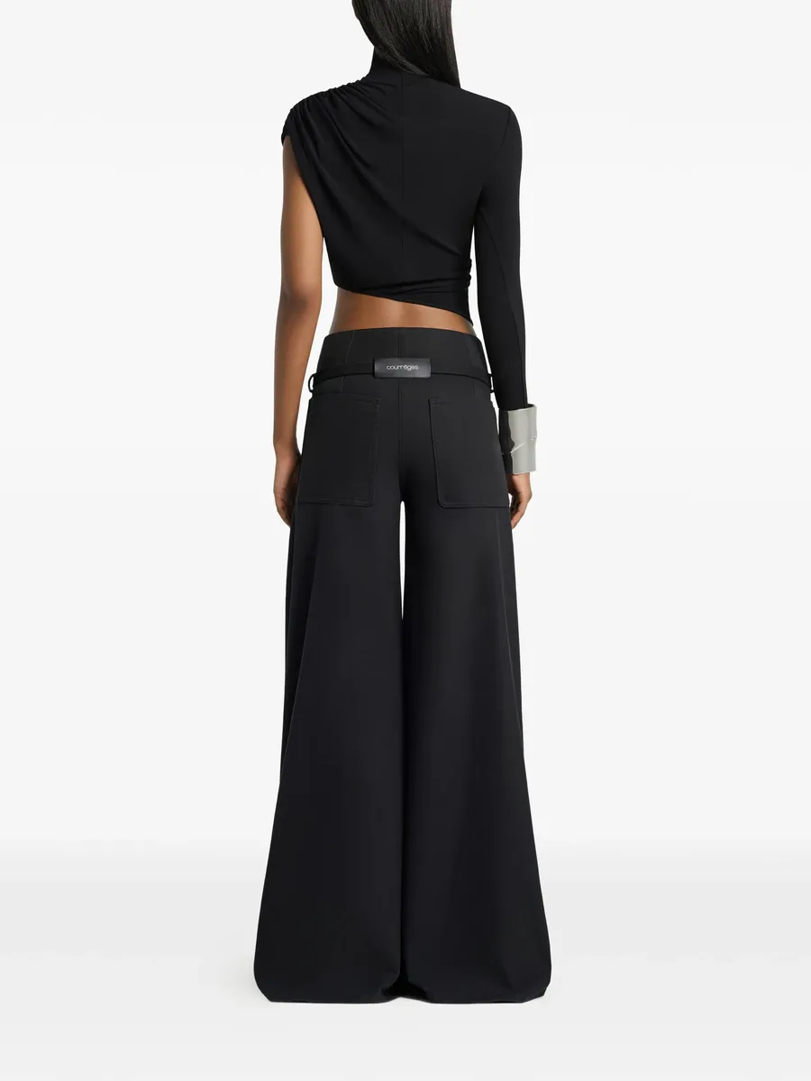 asymmetrical-sleeve cropped top 8