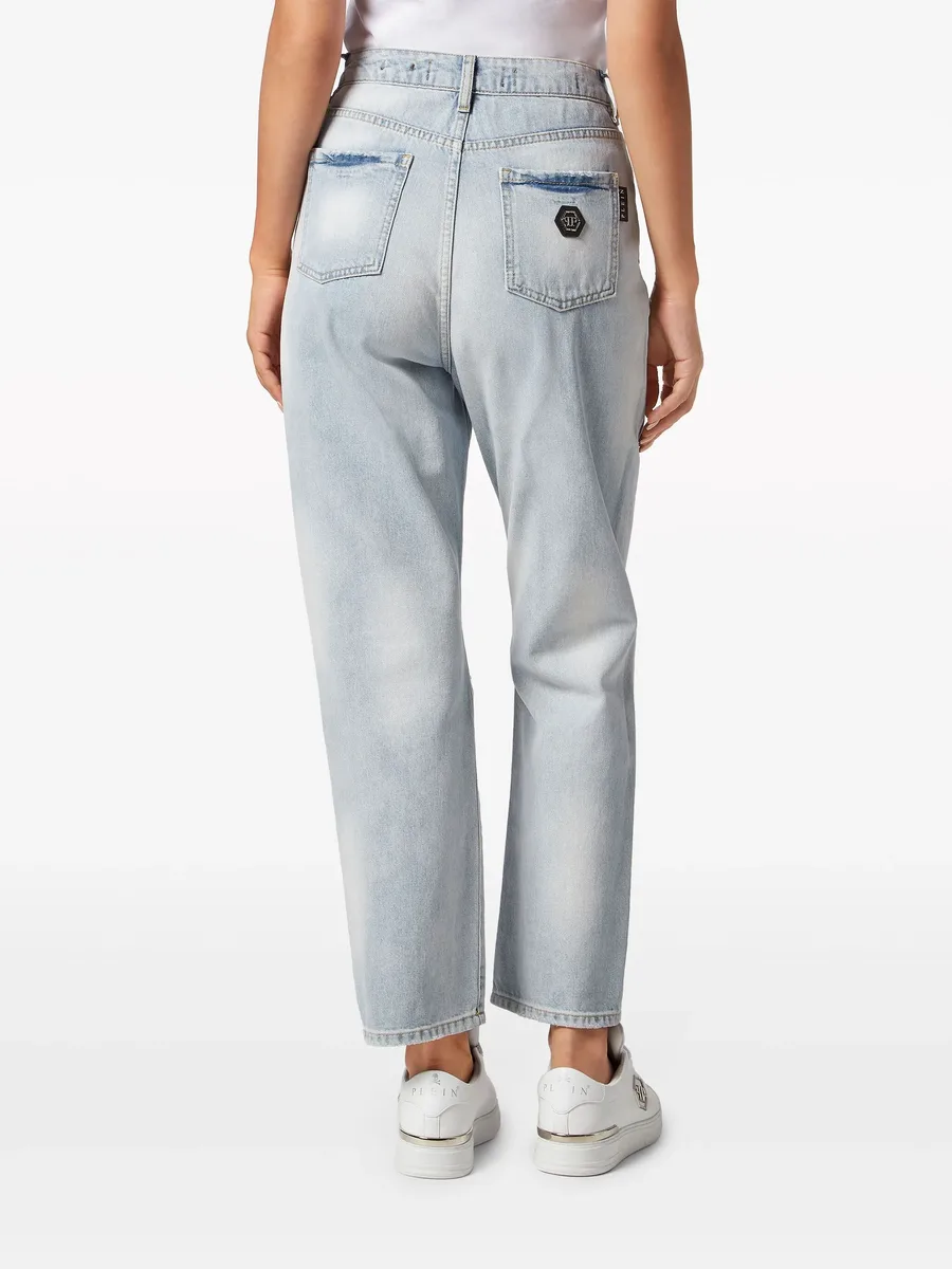 heart-patch straight jeans 8