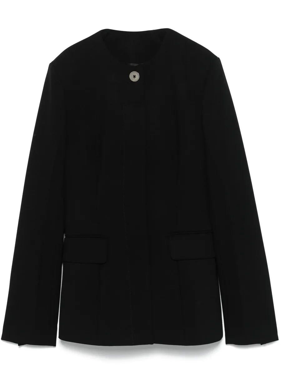 collarless cinched jacket 2