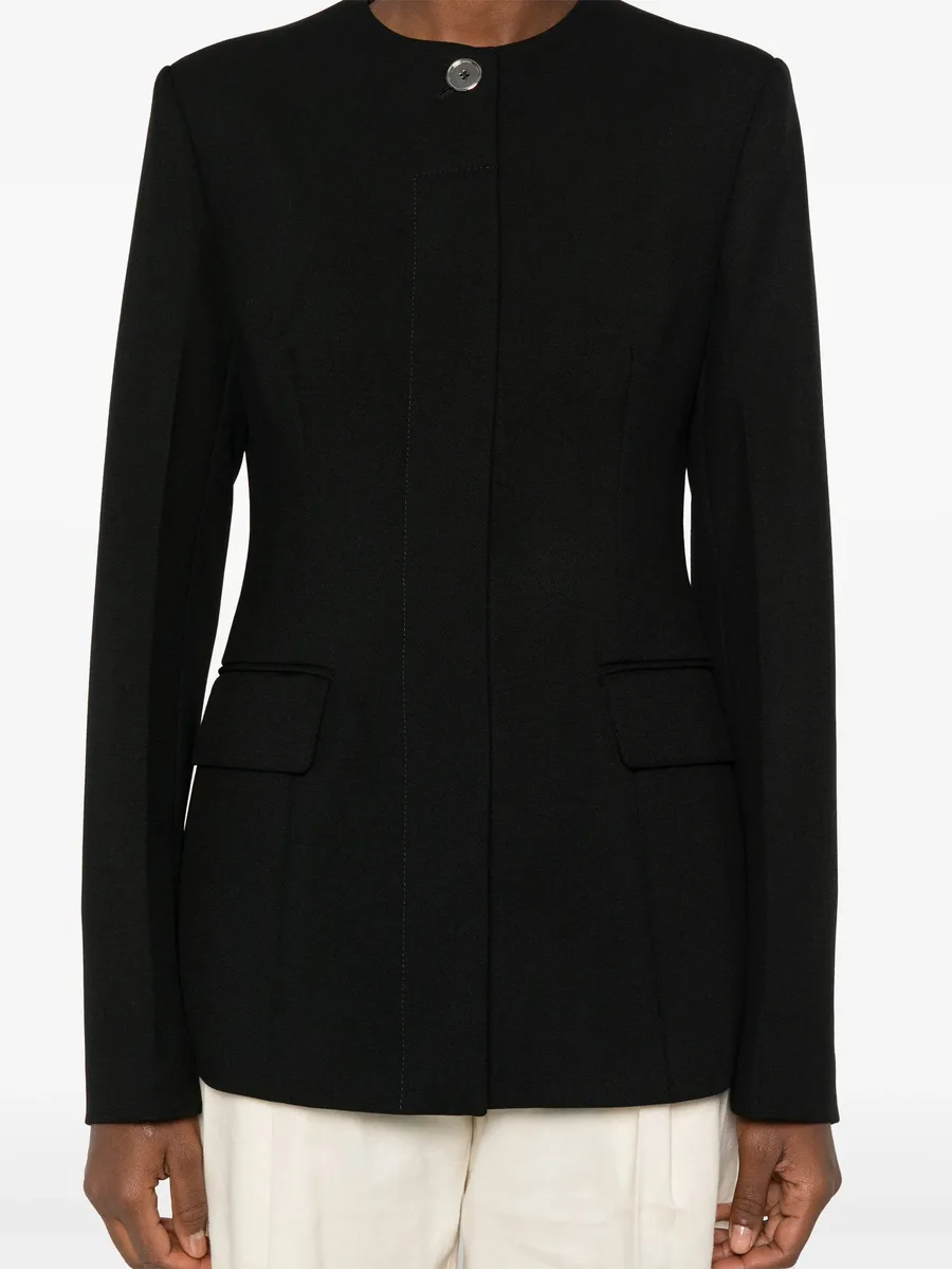 collarless cinched jacket 9