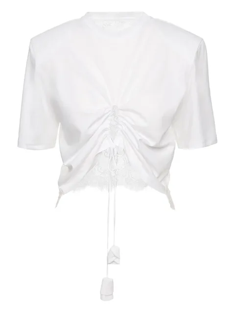 lace-trimmed cinched top