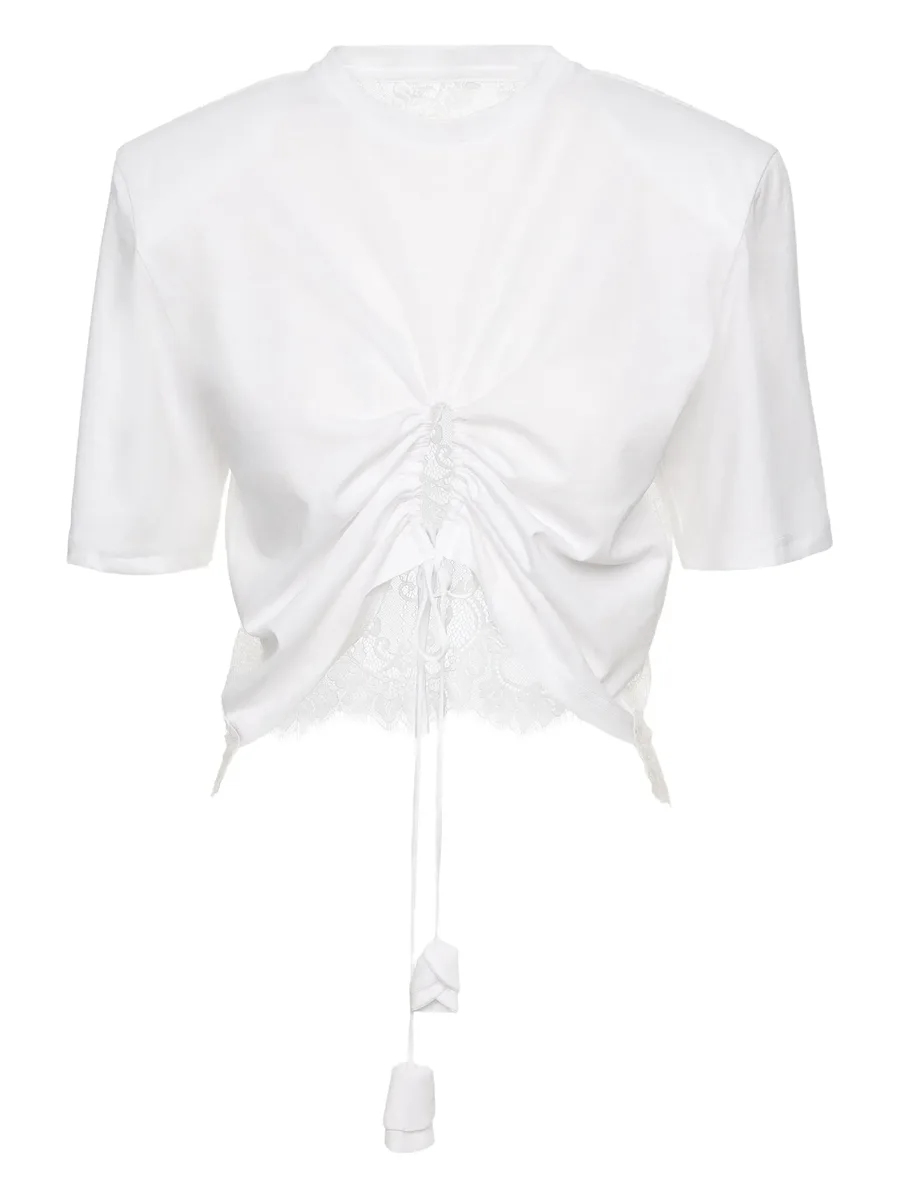 lace-trimmed cinched top 2
