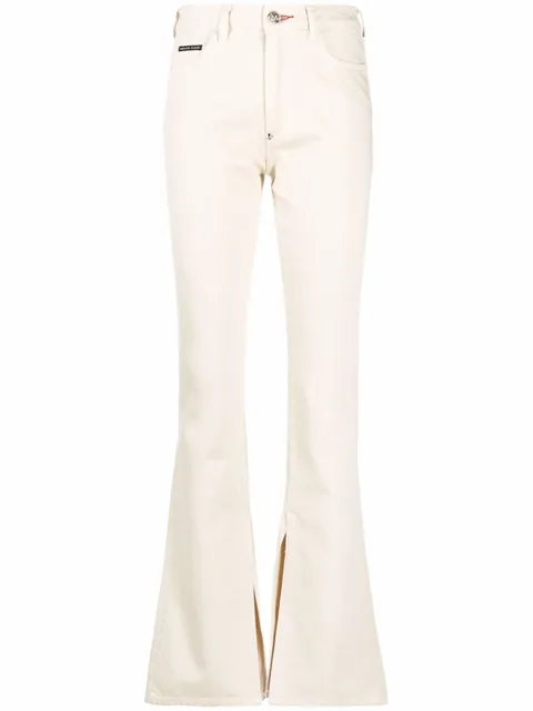 high-waisted flared jeans