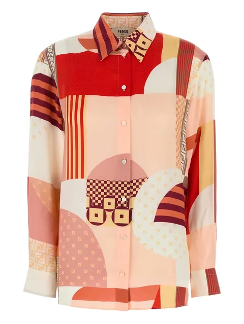abstract-pattern button-up shirt