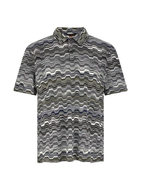 zig-zag jacquard polo shirt