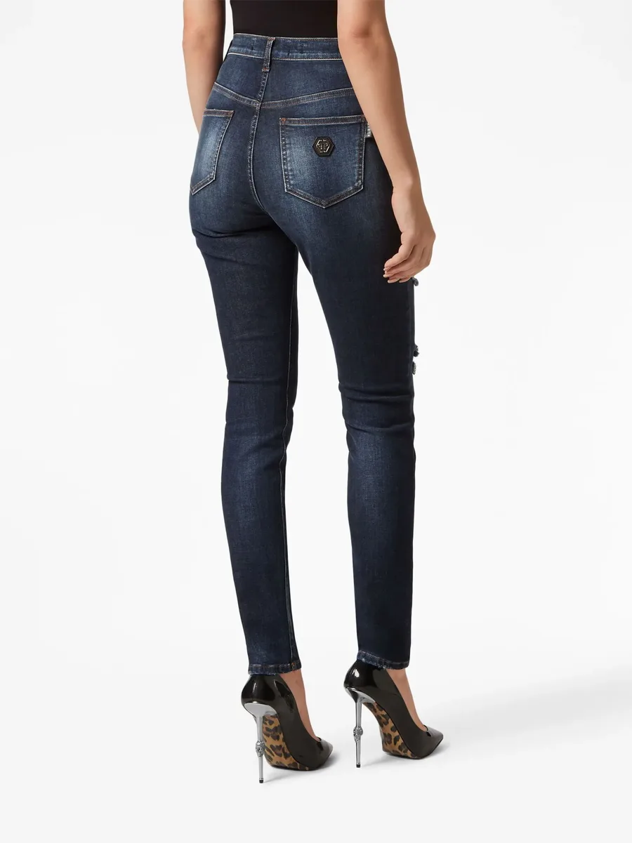 джинсы скинни с эффектом потертости 7