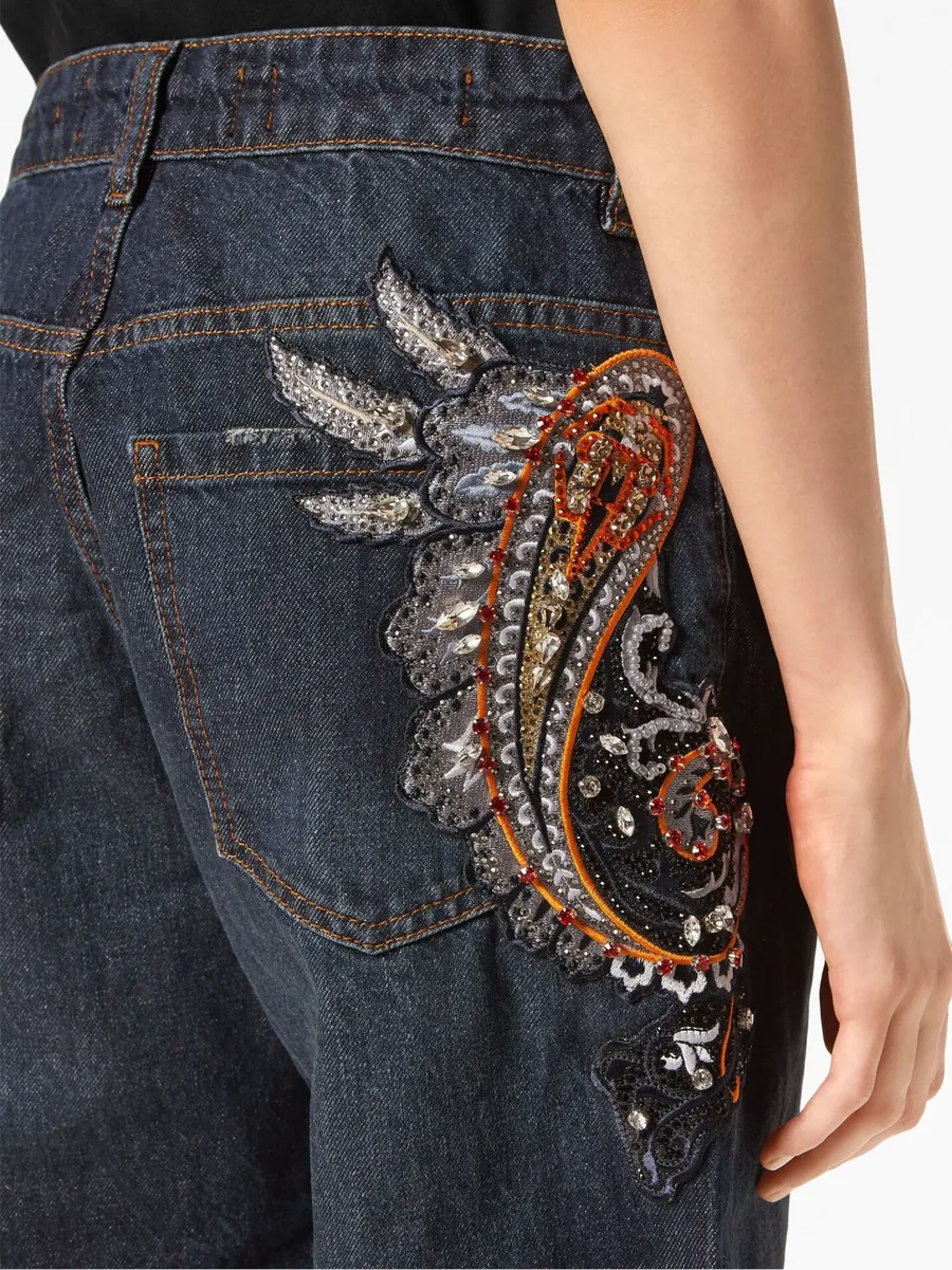 appliqué-detail tapered jeans 9