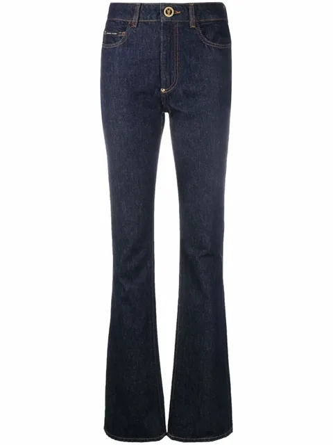 high-waisted flared jeans