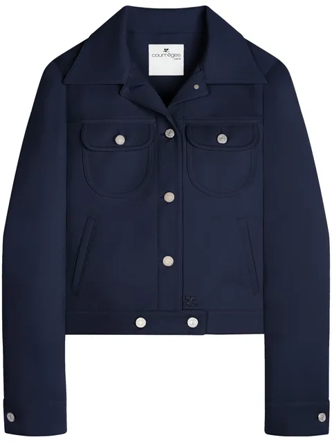 Trucker button-fastening twill jacket