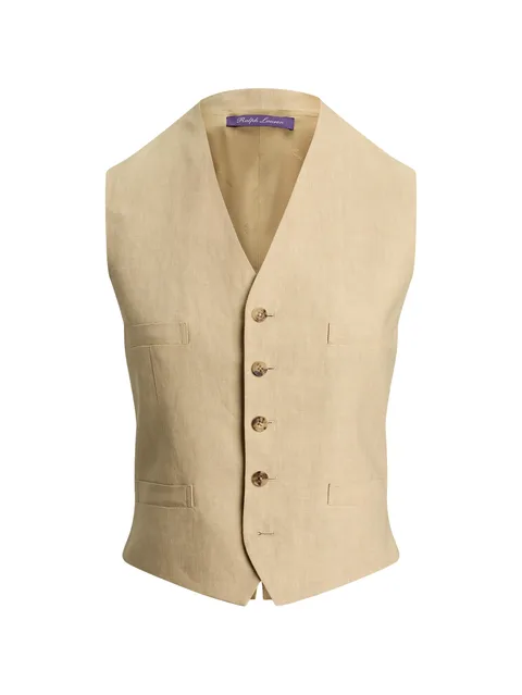 Jaiden V-neck buttoned linen vest