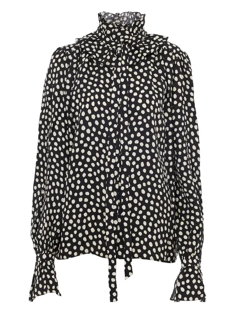 ruffled polka-dot blouse