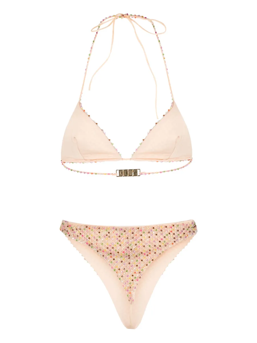 bead-embellished tulle-overlay bikini 2