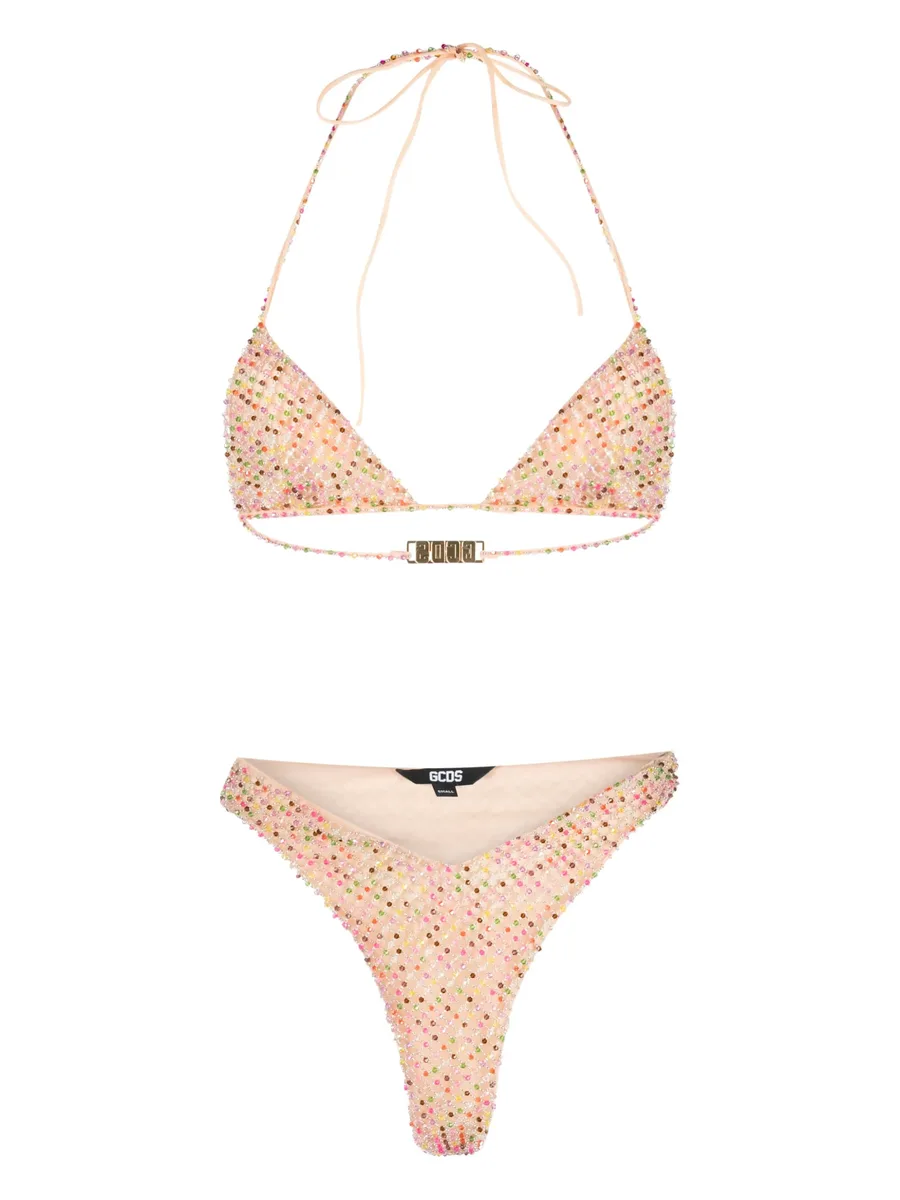 bead-embellished tulle-overlay bikini 3