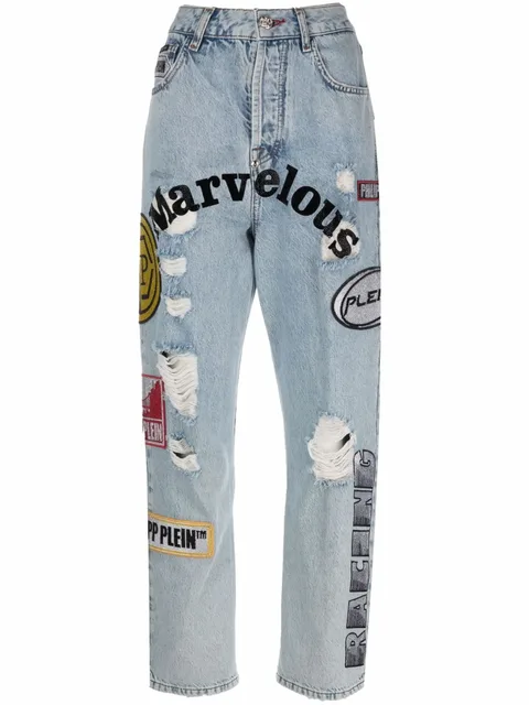 patchwork boyfriend jeans