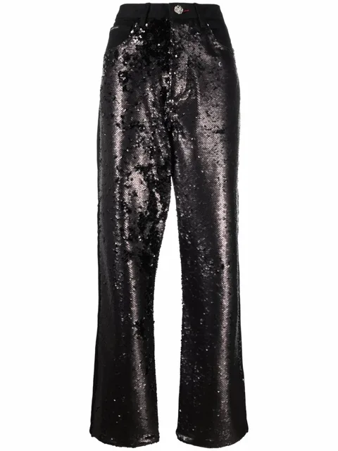 high-waisted sequined jeans