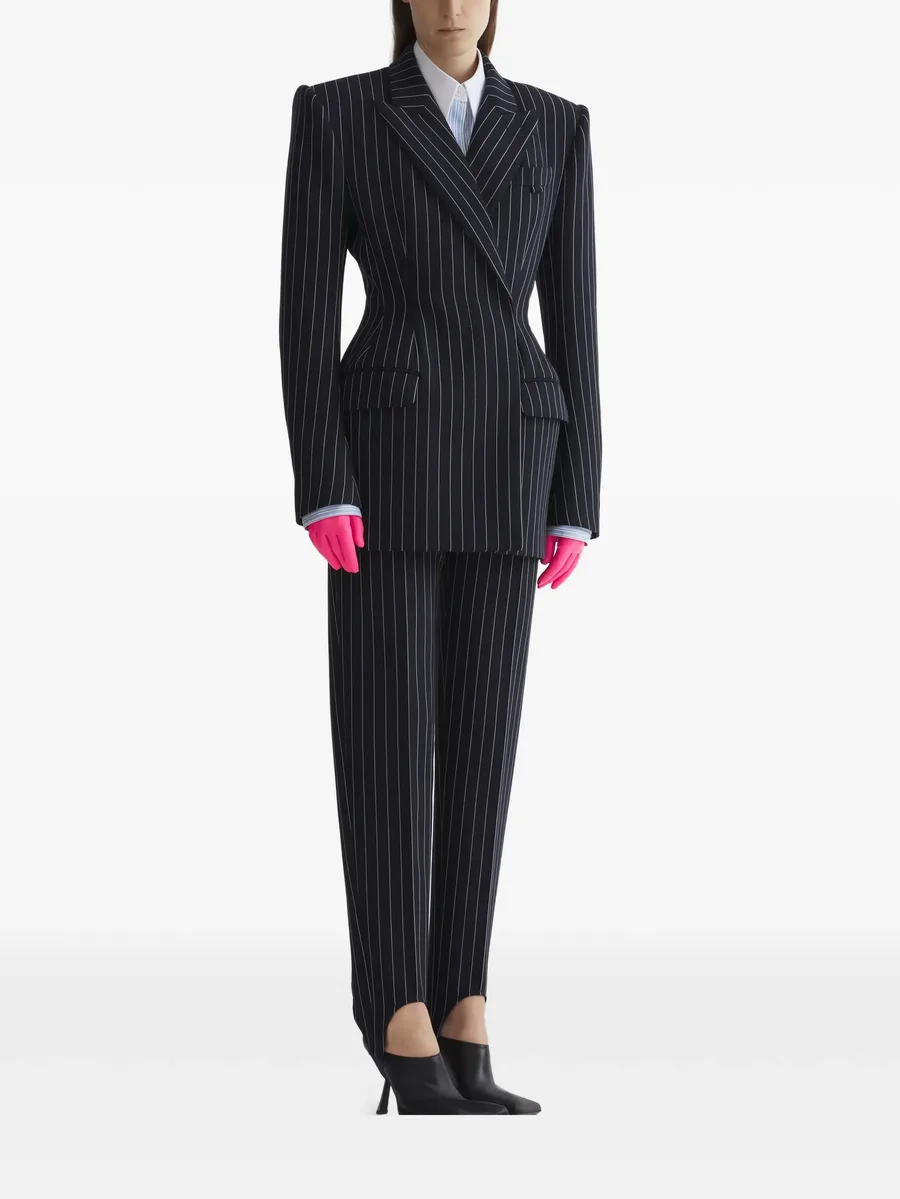 pinstriped slit hem trousers 7