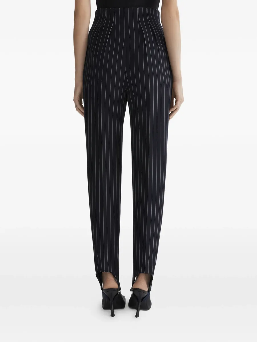pinstriped slit hem trousers 10