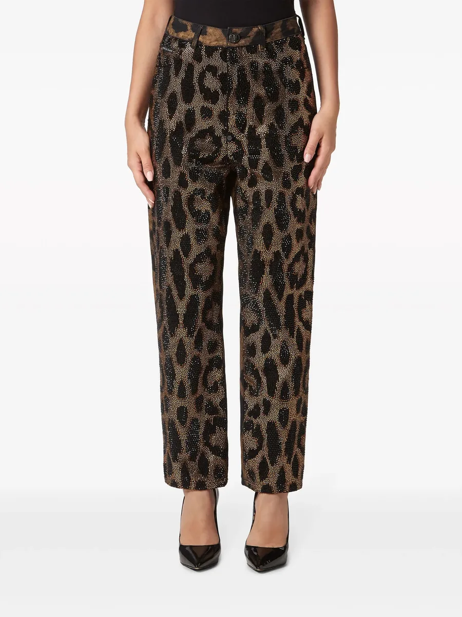 crystal-embellished leopard jeans 4
