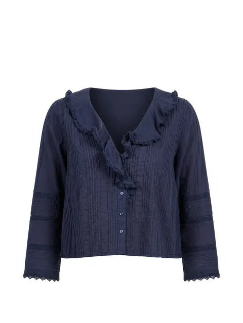 Huguette ruffled pin-tucked blouse