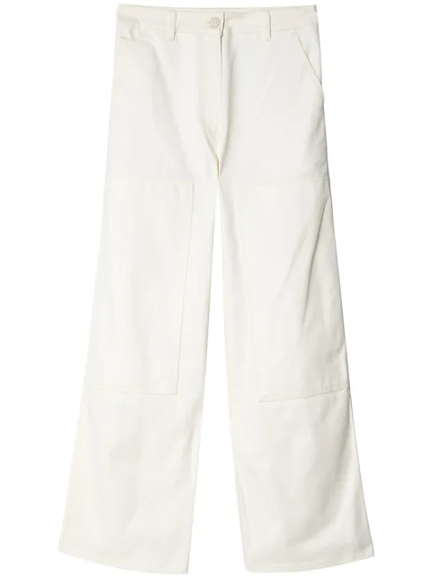 double-knee straight-leg cotton trousers