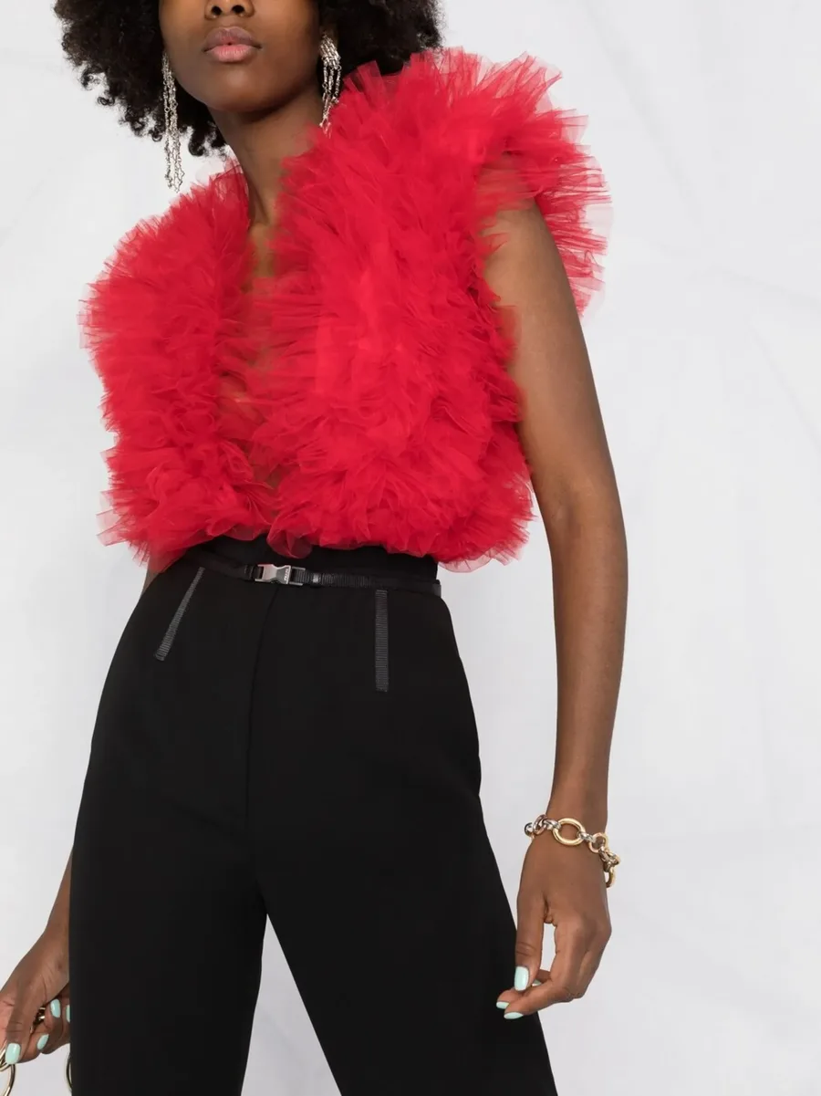 x Lia Aram ruffled-trim sleeveless bodysuit 9