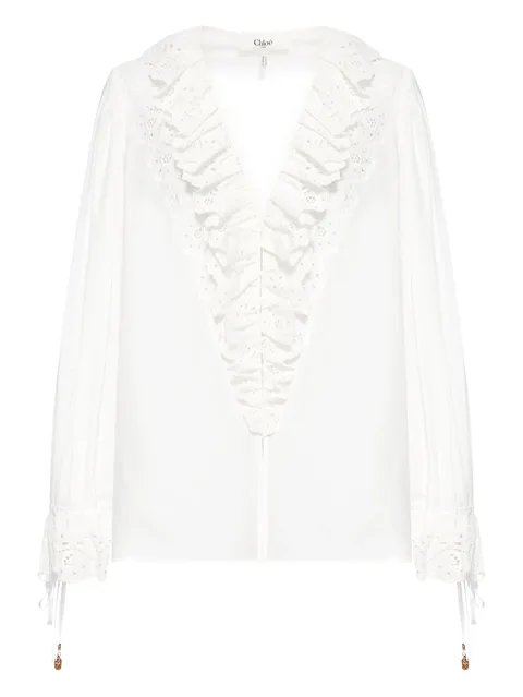 broderie-anglaise ruffled blouse