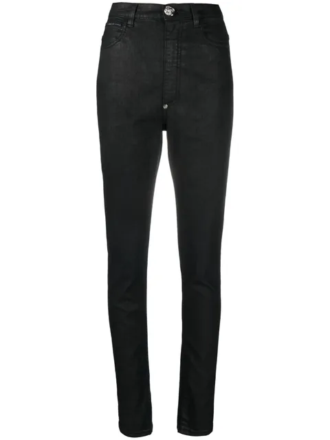 high-waisted denim leggings