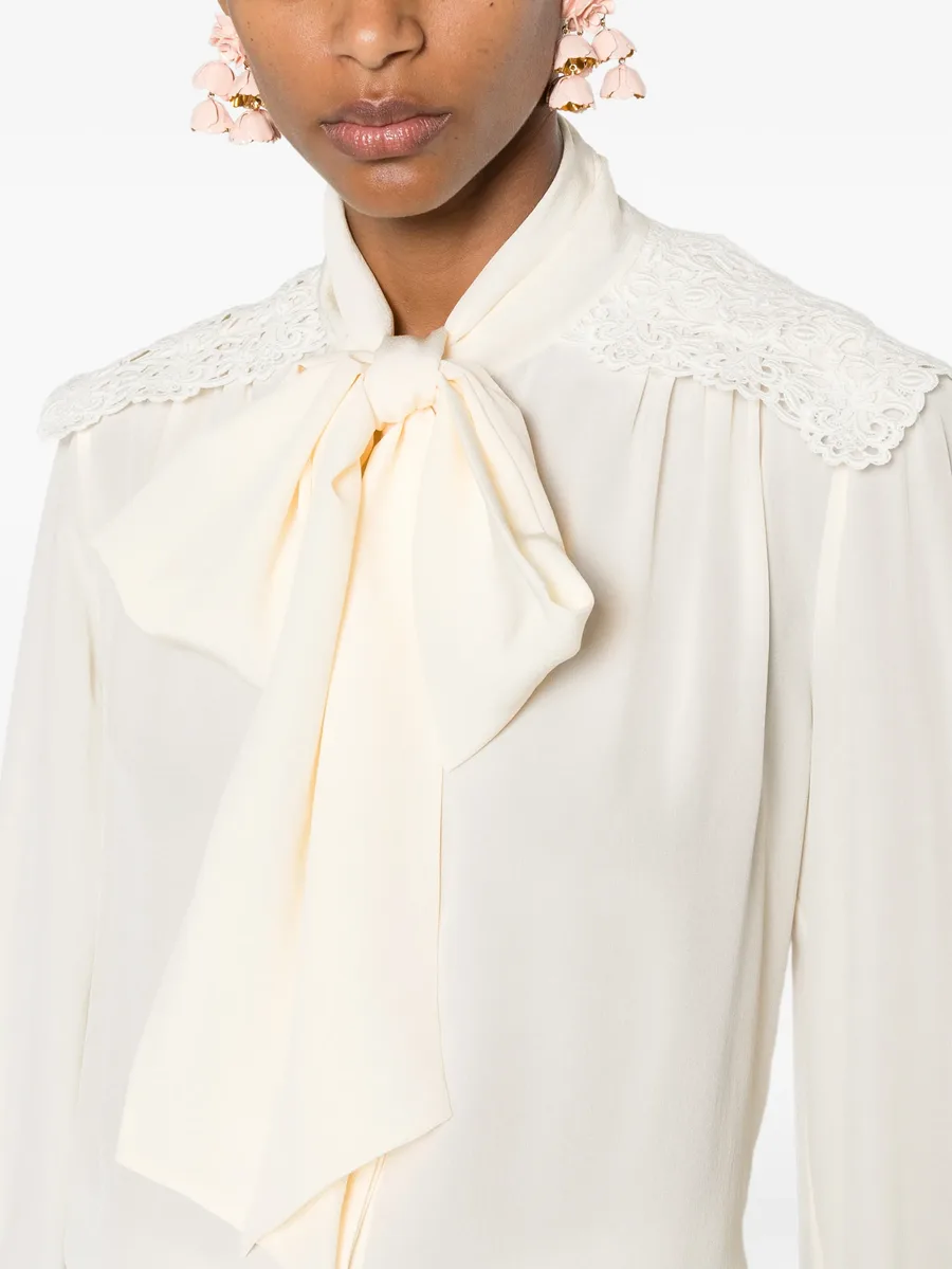lace-panelled pussy-bow blouse 10