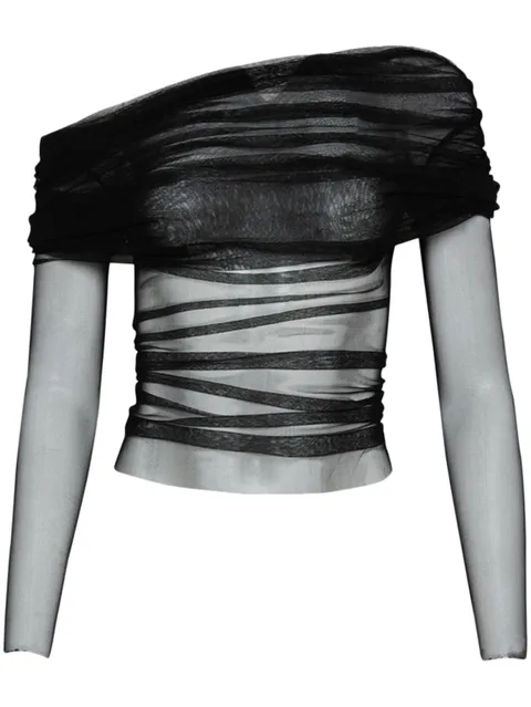 Veiled silk top