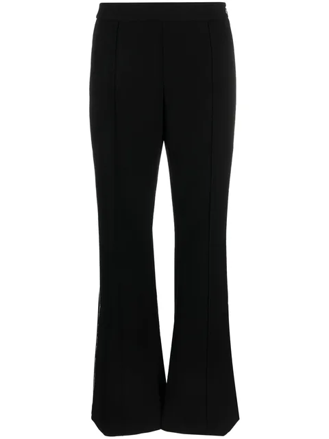 striped flared trousers